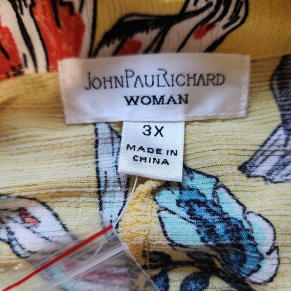 John Paul Richard Woman Floral Button Up Blouse 3x New - Picture 7 of 9